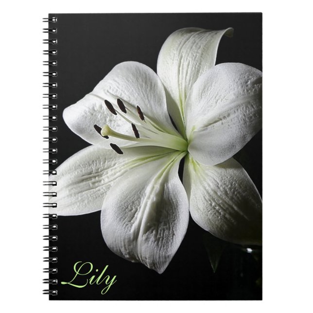 Caderno Espiral Notebook Elegante White Lily *personalize* (Frente)