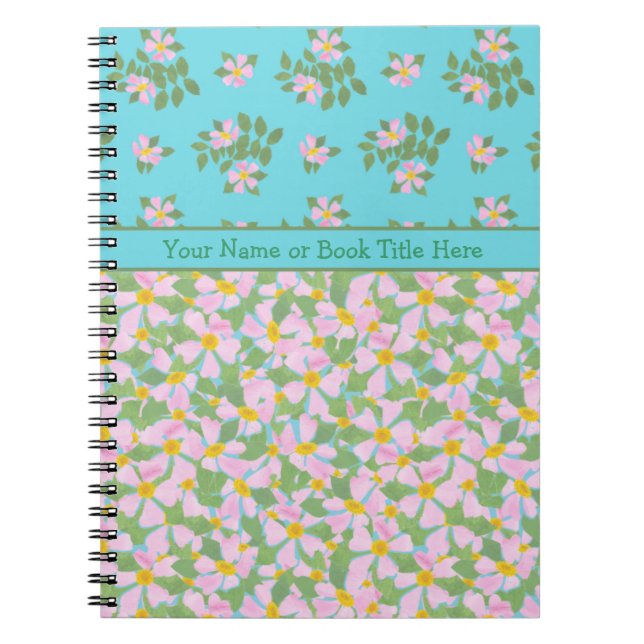 Caderno Espiral Notebook embutido de espiral, Rosa de cão rosa, mi (Frente)