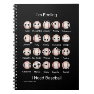 Caderno Espiral Notebook Emoções de Baseball