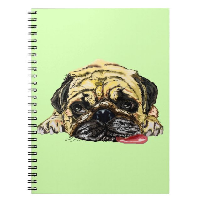 Caderno Espiral Notebook Engraçado com Cachorro Pug - Suas Cores (Frente)