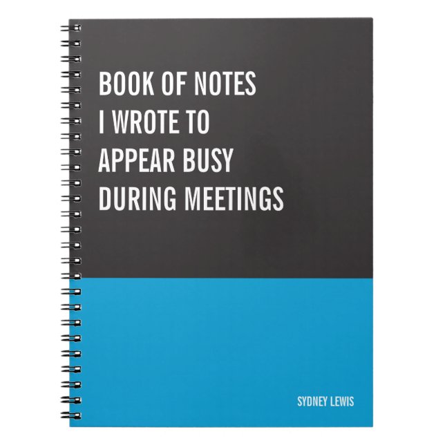 Caderno Espiral Notebook engraçado, Diário humorístico Escrevendo, (Frente)