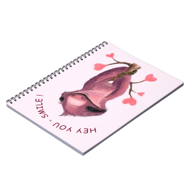 Caderno Espiral Notebook Engraçado Romântico Sloth Smile (Left Side)