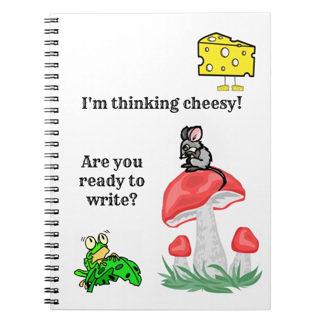 Caderno Espiral Notebook Escrevendo com Sapo de mouse queijo (Frente)