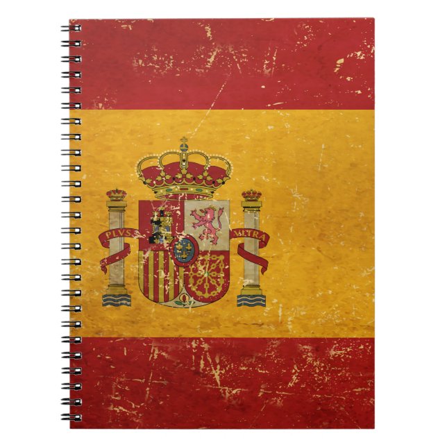 Caderno Espiral Notebook espanhol Flag Vintage Grunge (Frente)