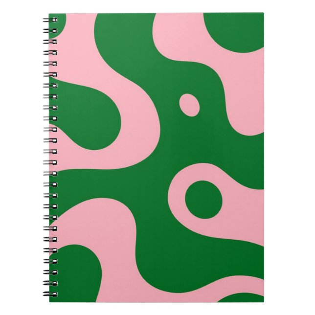 Caderno Espiral Notebook espiral Abstrato verde e cor-de-rosa Groo (Frente)