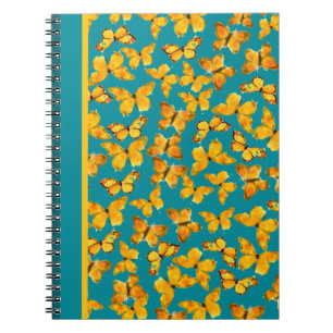 Caderno Espiral Notebook espiral bonito, borboletas de Ouro no chã
