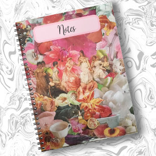 Caderno Espiral Notebook Espiral Bonito Para Meninas, Floral Rosa