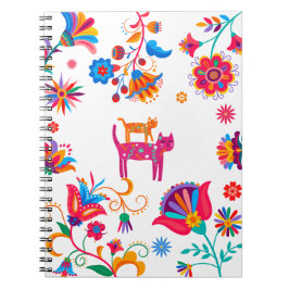 Caderno Espiral Notebook espiral Colorido de Gatos e Flores de Art