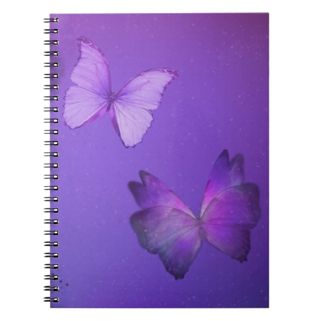 Caderno Espiral Notebook espiral com borboletas roxas (Frente)