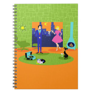 Caderno Espiral Notebook espiral com Casal Romântico à noite
