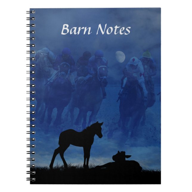 Caderno Espiral Notebook espiral com dois cavalos de corrida cuida (Frente)