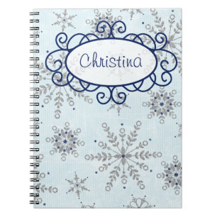 Caderno Espiral Notebook espiral com flocos de neve brilhante