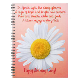 Caderno Espiral Notebook espiral com flor de nascimento de abril