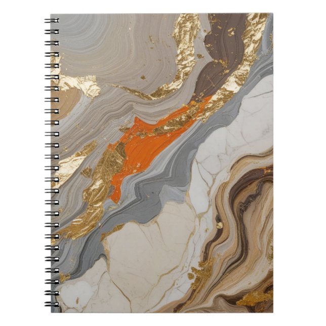 Caderno Espiral Notebook espiral com laranja e ondas de cinza sonh (Frente)