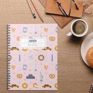 Caderno Espiral Notebook espiral com nome cor-de-rosa com padrão N