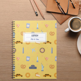Caderno Espiral Notebook espiral com NYC Padrão Amarelo Nome Espir