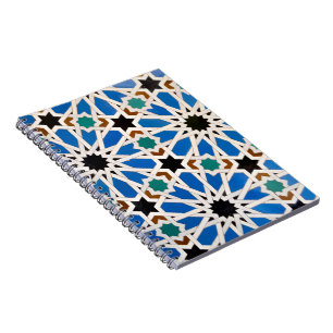 Caderno Espiral Notebook espiral com padrão arábico azul