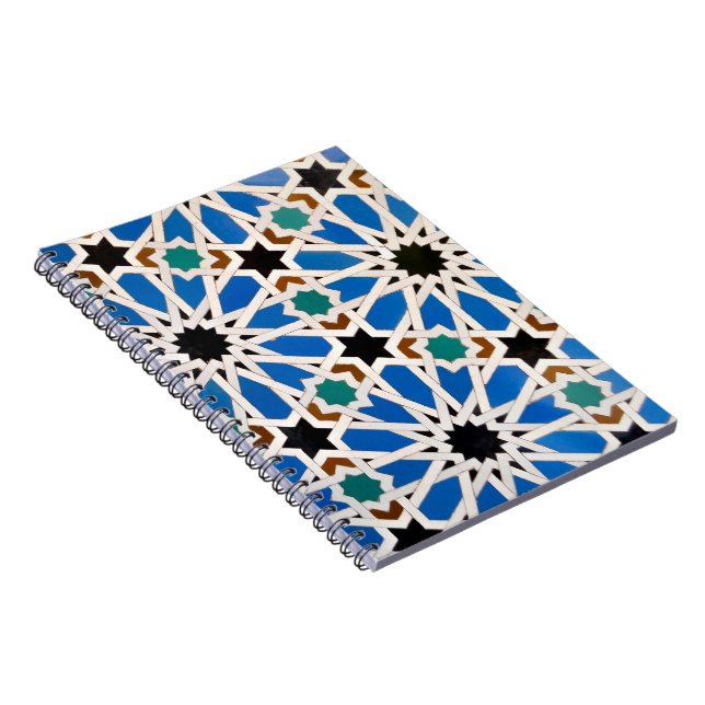 Caderno Espiral Notebook espiral com padrão arábico azul (Lado Direito)