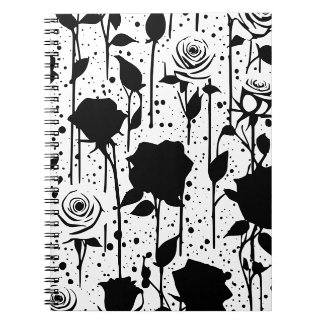 Caderno Espiral Notebook espiral com Rosas pretos (Frente)