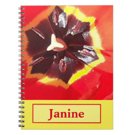 Caderno Espiral Notebook Espiral com Tulipas Vermelhas Escarlate