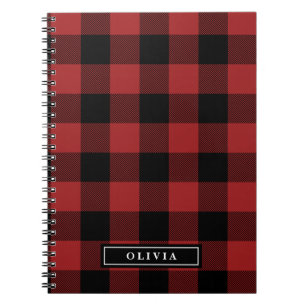 Caderno Espiral Notebook espiral com Xadrez de Buffalo Vermelho Mo