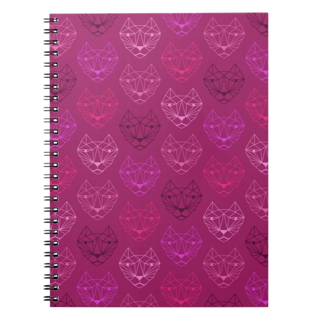 Caderno Espiral Notebook espiral cor-de-rosa com padrão geométrico (Frente)