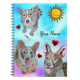 Caderno Espiral Notebook Espiral Corgi, bonito e colorido