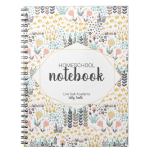 Caderno Espiral Notebook espiral da escola doméstica Florais Mod