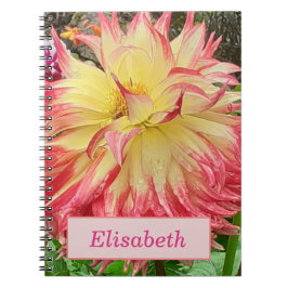 Caderno Espiral Notebook espiral Dahlia rosa e amarelo