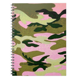 Caderno Espiral Notebook espiral de camuflagem rosa e verde