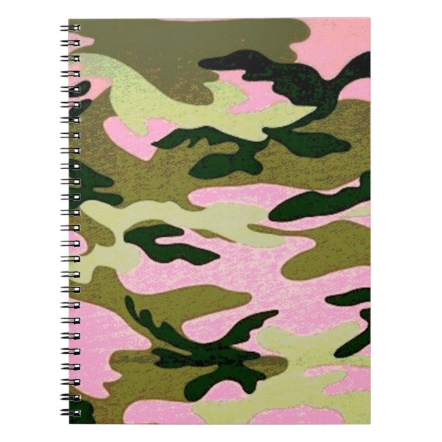 Caderno Espiral Notebook espiral de camuflagem rosa e verde (Frente)
