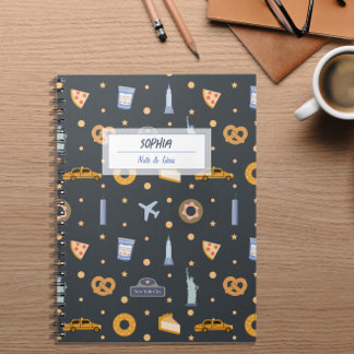 Caderno Espiral Notebook espiral de cinza escura de padrão NYC bon