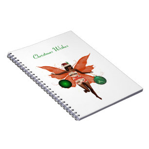 Caderno Espiral Notebook espiral de fada de Natal afro-americano