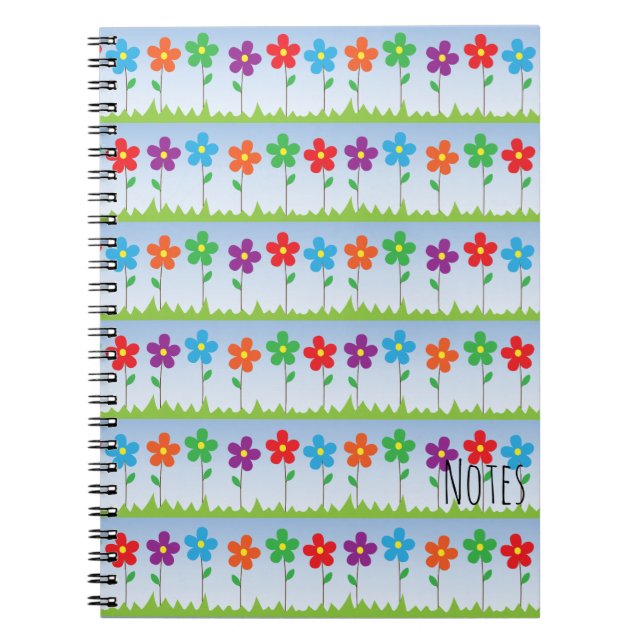 Caderno Espiral Notebook espiral de flores coloridas (Frente)