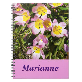 Caderno Espiral Notebook espiral de flores cor-de-rosa e amarela