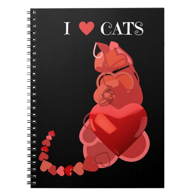 Caderno Espiral Notebook espiral de "Heart Cats", notebook escolar (Frente)