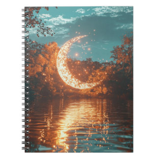 Caderno Espiral Notebook espiral de lua com crescente magia