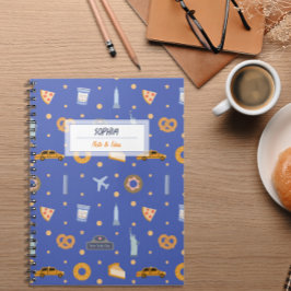 Caderno Espiral Notebook espiral de nome azul padrão NYC moderno