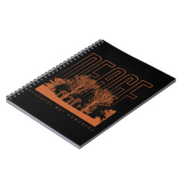 Caderno Espiral Notebook espiral de paz futurística de cor laranja
