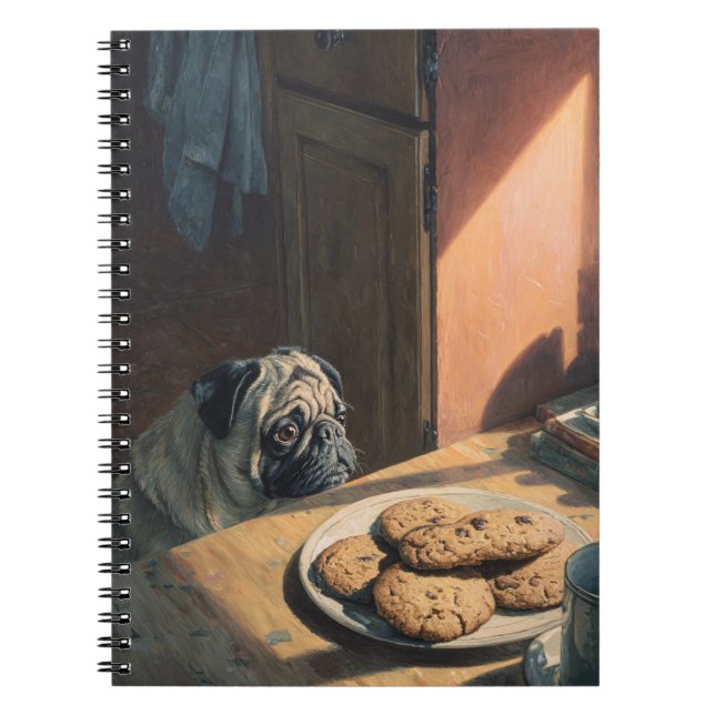 Caderno Espiral Notebook espiral de Pug e Cookies (Frente)