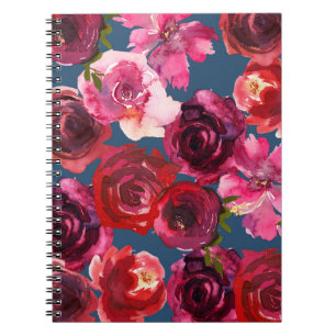 Caderno Espiral Notebook espiral de Rosas românticos