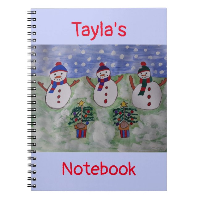 Caderno Espiral Notebook espiral de três homens de neve de Natal (Frente)