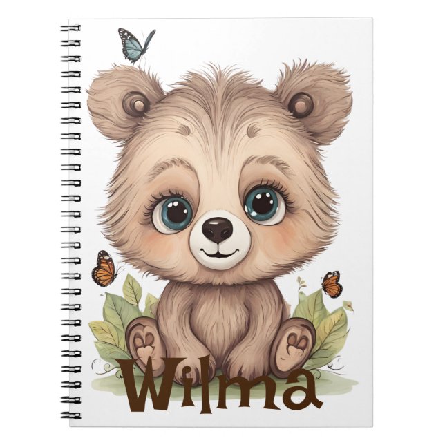 Caderno Espiral Notebook espiral de urso doce personalizado (Frente)