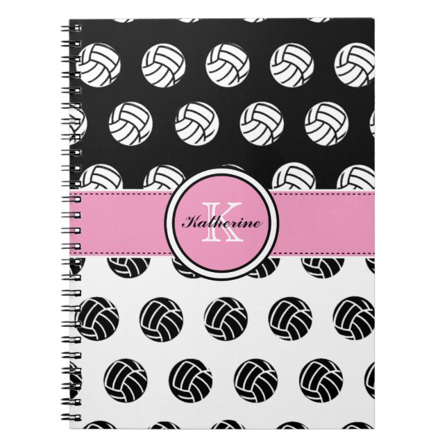 Caderno Espiral Notebook espiral de vôlei monograma (Frente)