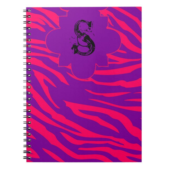 Caderno Espiral Notebook espiral de zebra roxa-rosa-quente (Frente)