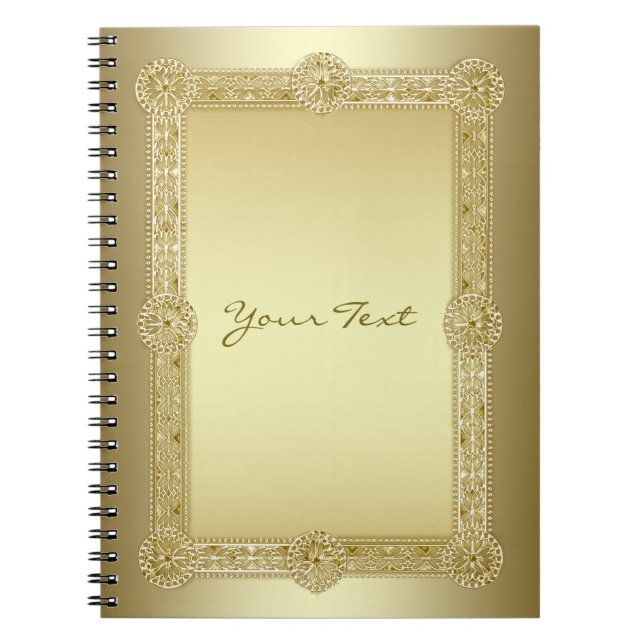 Caderno Espiral Notebook espiral decorativo Dourado (Frente)