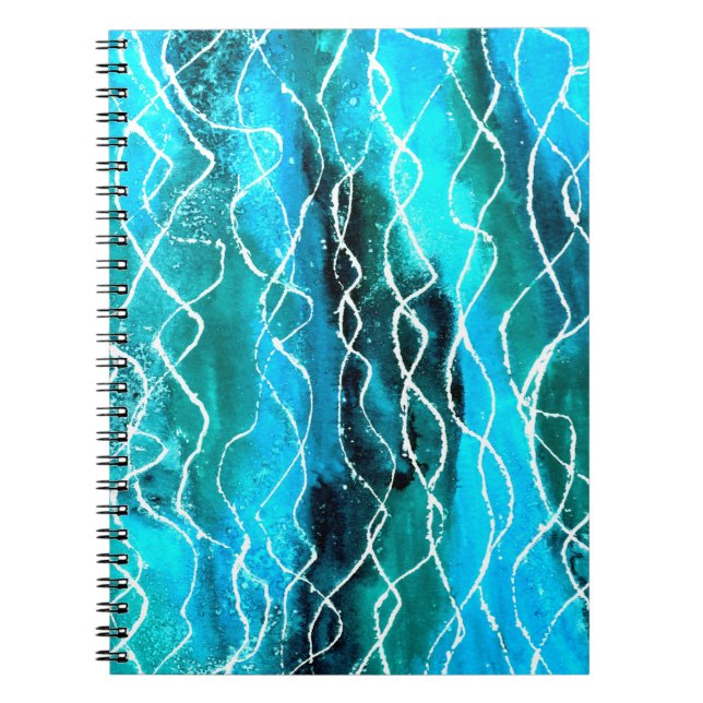 Caderno Espiral Notebook espiral, Design abstrato azul turquesa (Frente)