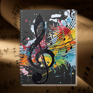 Caderno Espiral Notebook espiral do Vibrant Splashy Music Lover