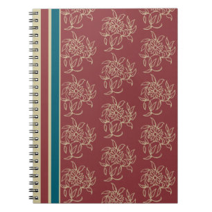 Caderno Espiral Notebook espiral elegante, Maroon, Blue Floral