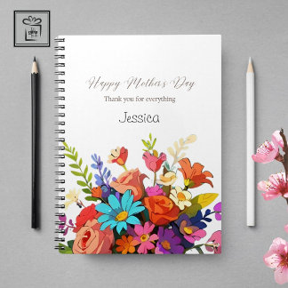 Caderno Espiral Notebook Espiral Floral Personalizado Elegante
